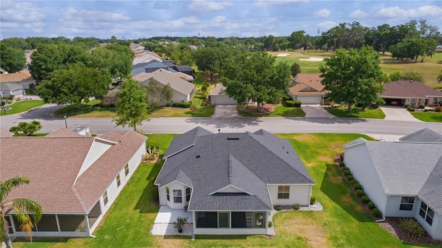 bird's eye view featuring a residential view and golf course view