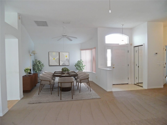 739 Cortez Ave, The Villages, FL 32159 - dining space featuring carpet and ceiling fan
