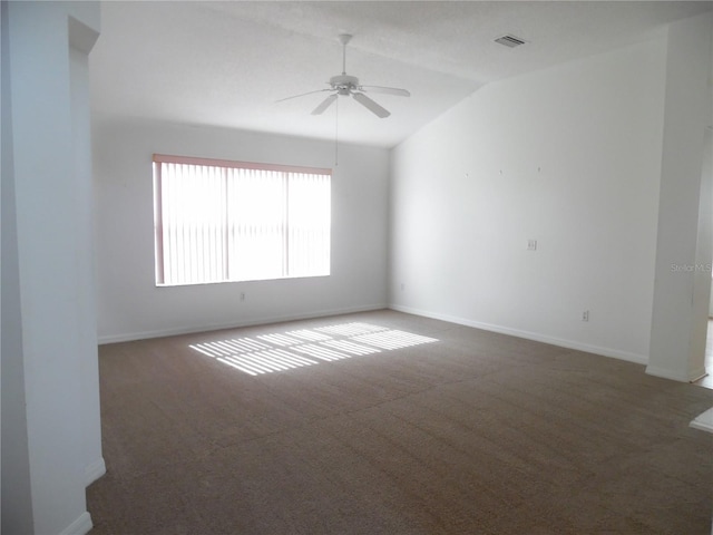 739 Cortez Ave, The Villages, FL 32159 - spare room with ceiling fan, lofted ceiling, and carpet