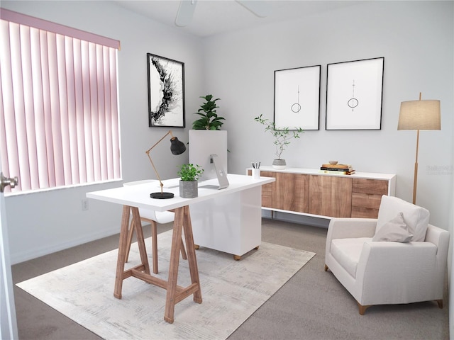 739 Cortez Ave, The Villages, FL 32159 - home office with light carpet and ceiling fan