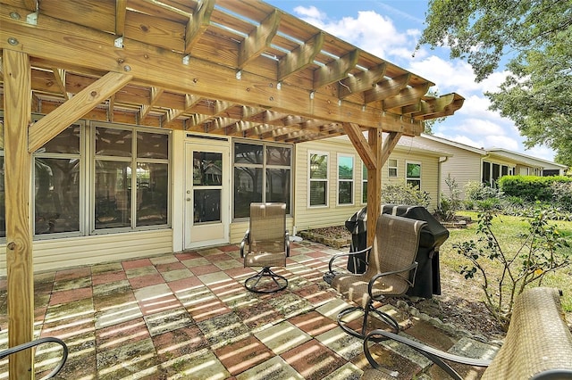 exterior space featuring a patio and a pergola