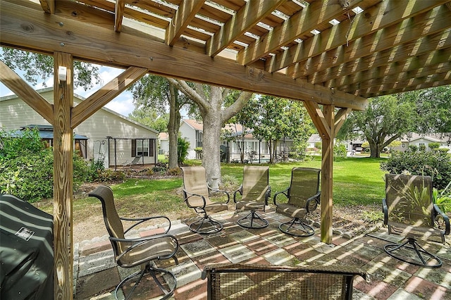 view of patio featuring a pergola