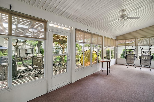 sunroom with a ceiling fan and plenty of natural light