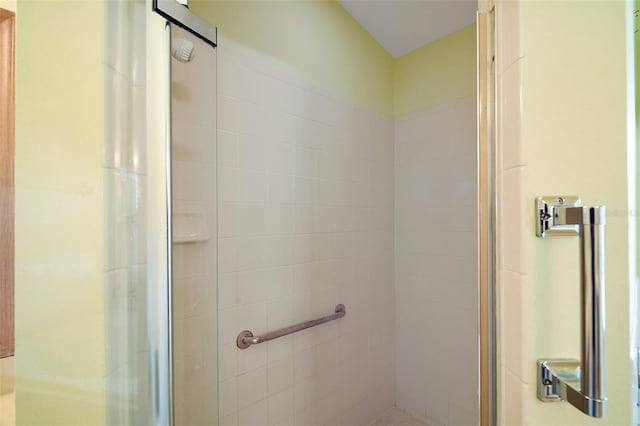 bathroom with a shower stall