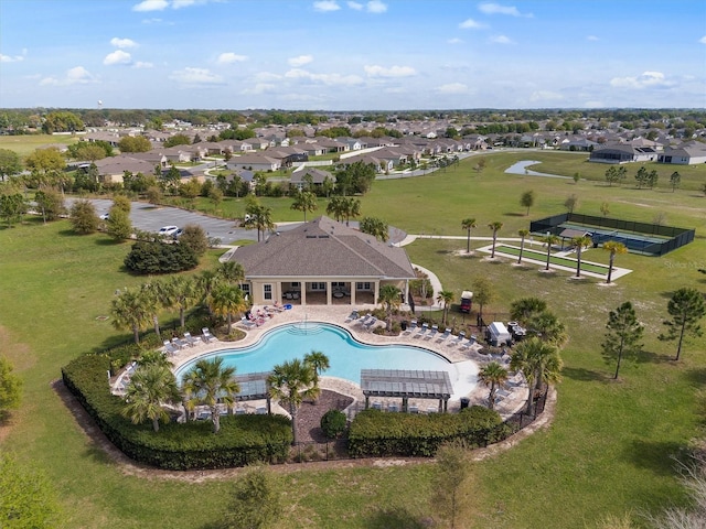 aerial view featuring a residential view