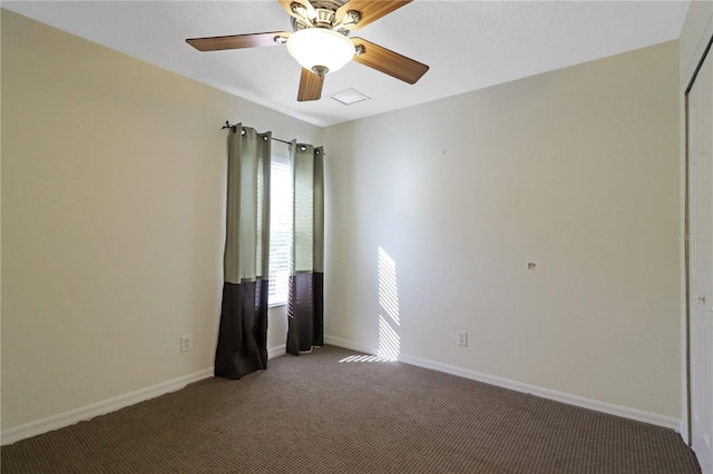 4848 Saint Andrews Arc, Leesburg, FL 34748 - spare room with baseboards, visible vents, ceiling fan, and carpet flooring