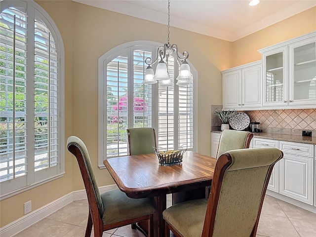 1842 Lake Ridge Dr, The Villages, FL 32162 - dining room featuring recessed lighting, baseboards, a chandelier, and light tile patterned floors