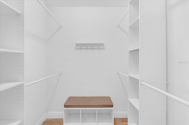 spacious closet with wood finished floors
