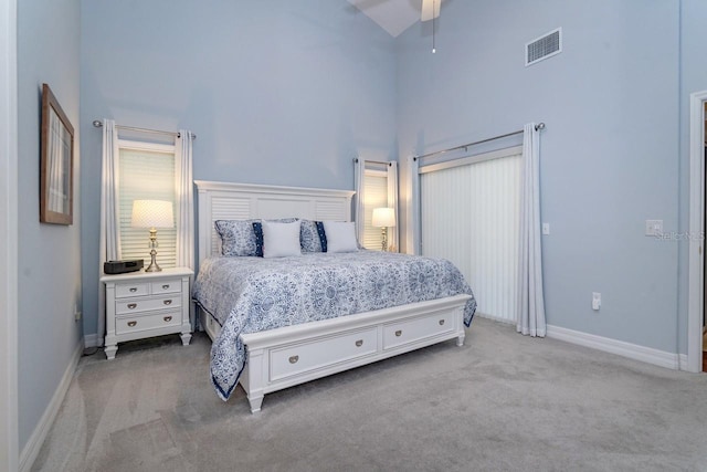 2539 Caithness Way, Clermont, FL 34714 - bedroom featuring high vaulted ceiling, carpet, and baseboards