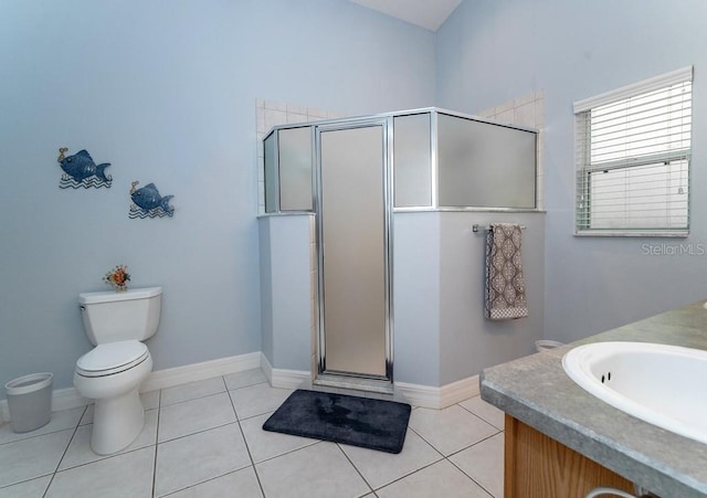 2539 Caithness Way, Clermont, FL 34714 - full bath with a stall shower, toilet, tile patterned floors, and vanity