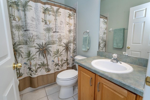 2539 Caithness Way, Clermont, FL 34714 - bathroom with vanity, toilet, tile patterned flooring, and a shower with curtain