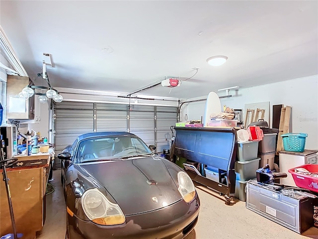 garage with a garage door opener