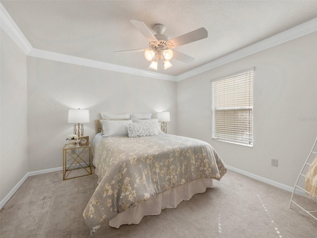 951 Chapman Loop, The Villages, FL 32162 - carpeted bedroom with ornamental molding, baseboards, and a ceiling fan