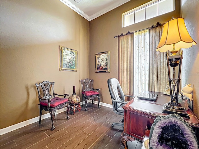 1473 Lakemist Ln, Clermont, FL 34711 - home office featuring baseboards and dark wood-style floors