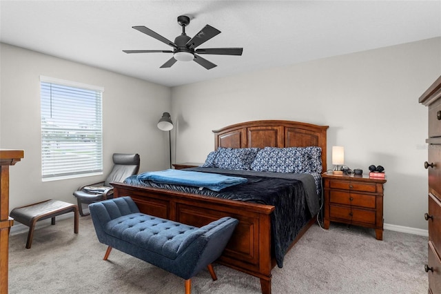 5354 Travertine St, Mount Dora, FL 32757 - bedroom with baseboards, ceiling fan, and light carpet