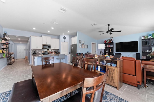 5354 Travertine St, Mount Dora, FL 32757 - dining area with recessed lighting, ceiling fan, and visible vents