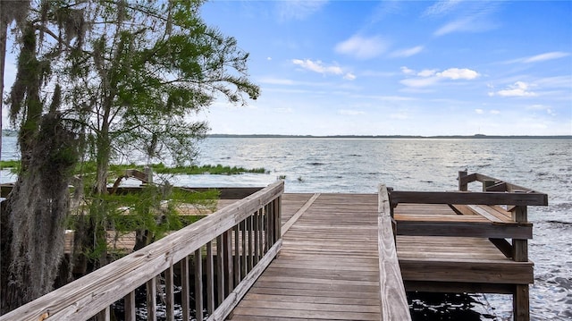 dock area featuring a water view