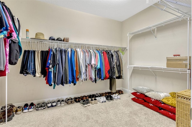 spacious closet with carpet flooring