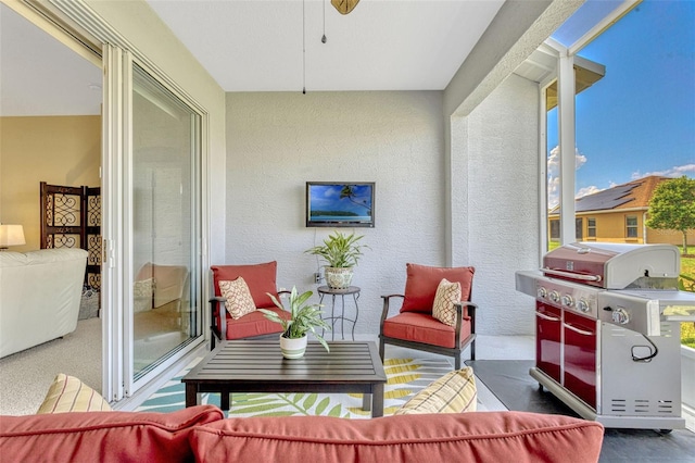 balcony featuring a patio, area for grilling, and outdoor lounge area