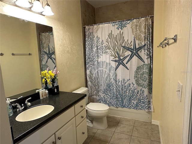54 SE 910th Ave Unit 210/3, Suwannee, FL 32692 - full bathroom with tile patterned flooring, toilet, vanity, and shower / bathtub combination with curtain