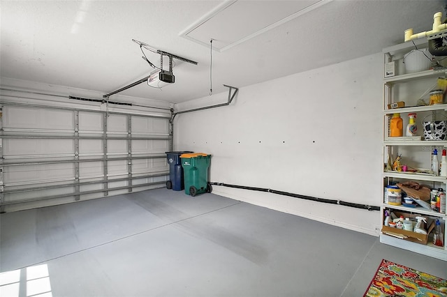 garage with a garage door opener