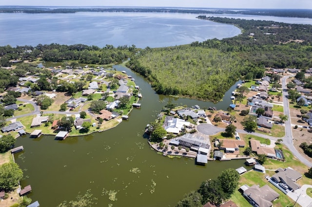 bird's eye view with a water view and a residential view