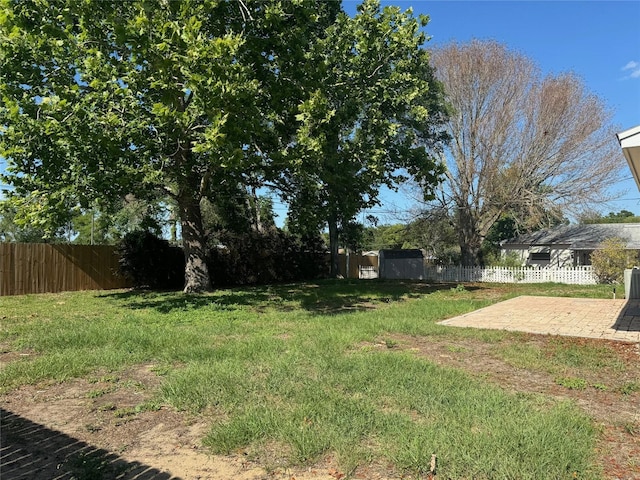 view of yard featuring a fenced backyard and a patio