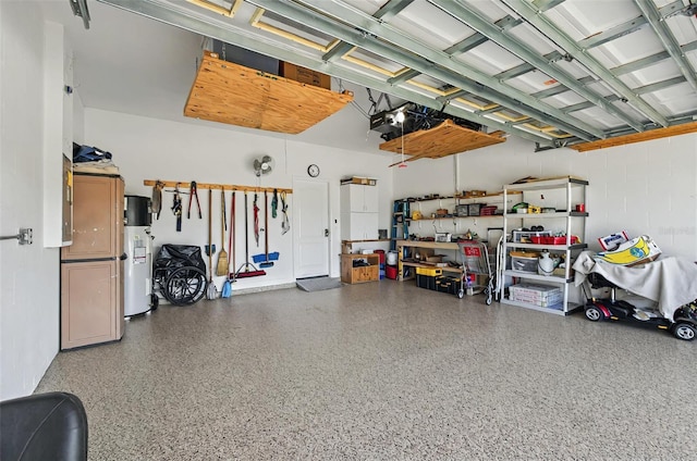 garage with water heater