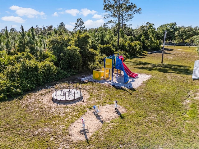 view of play area featuring a yard