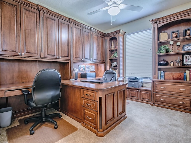 3775 Brantley Place Cir, Apopka, FL 32703 - office featuring ceiling fan, light colored carpet, and built in desk