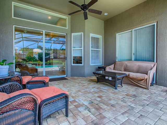 3775 Brantley Place Cir, Apopka, FL 32703 - sunroom featuring a ceiling fan