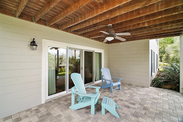 view of patio / terrace featuring a ceiling fan