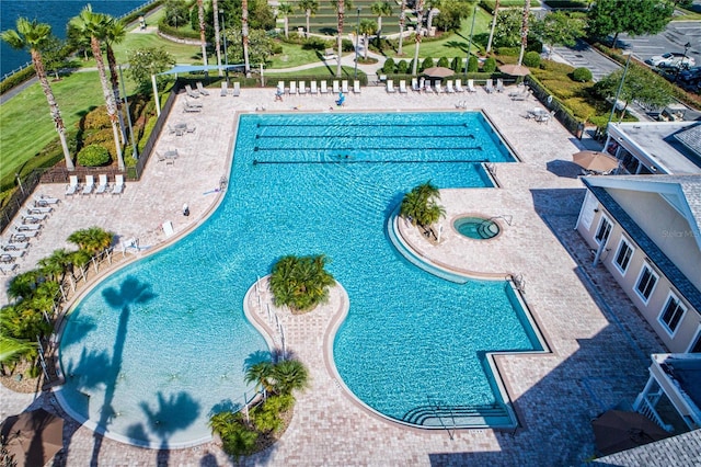 pool with a patio area