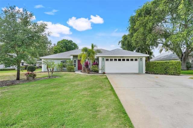 8709 Augusta Ct, Clermont, FL 34711 - single story home featuring stucco siding, driveway, a front lawn, and a garage