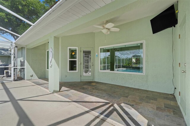 8709 Augusta Ct, Clermont, FL 34711 - exterior space featuring ceiling fan and a lanai
