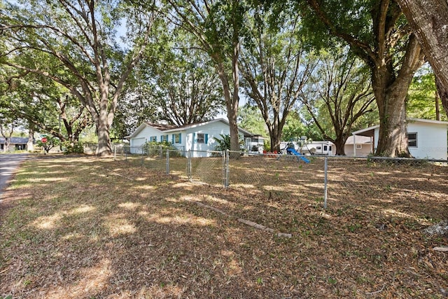 view of yard featuring fence