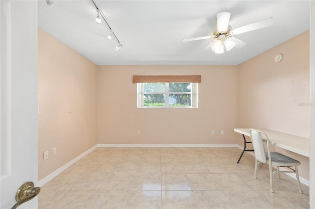 2750 Coral Reef Way, Tavares, FL 32778 - office area featuring ceiling fan, track lighting, and tile patterned flooring