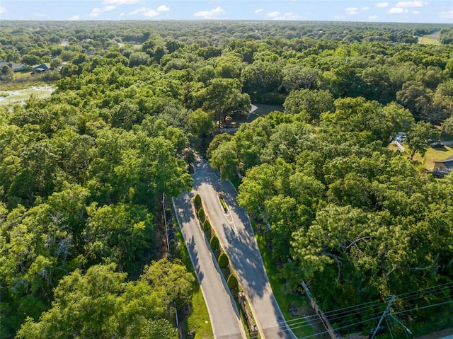 birds eye view of property featuring a view of trees