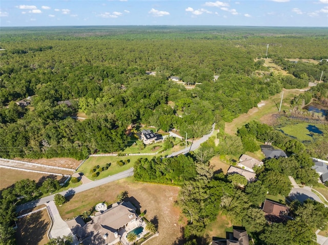bird's eye view featuring a view of trees