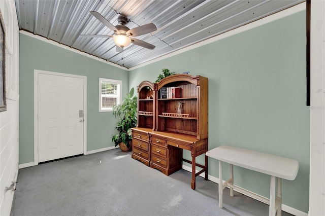 506 Richard St, Leesburg, FL 34748 - home office featuring baseboards and ceiling fan