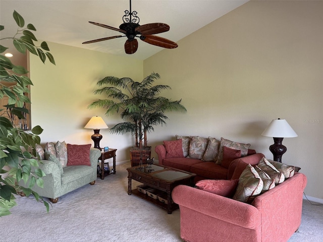 1288 Grady Ln, Davenport, FL 33896 - carpeted living room featuring a ceiling fan and baseboards