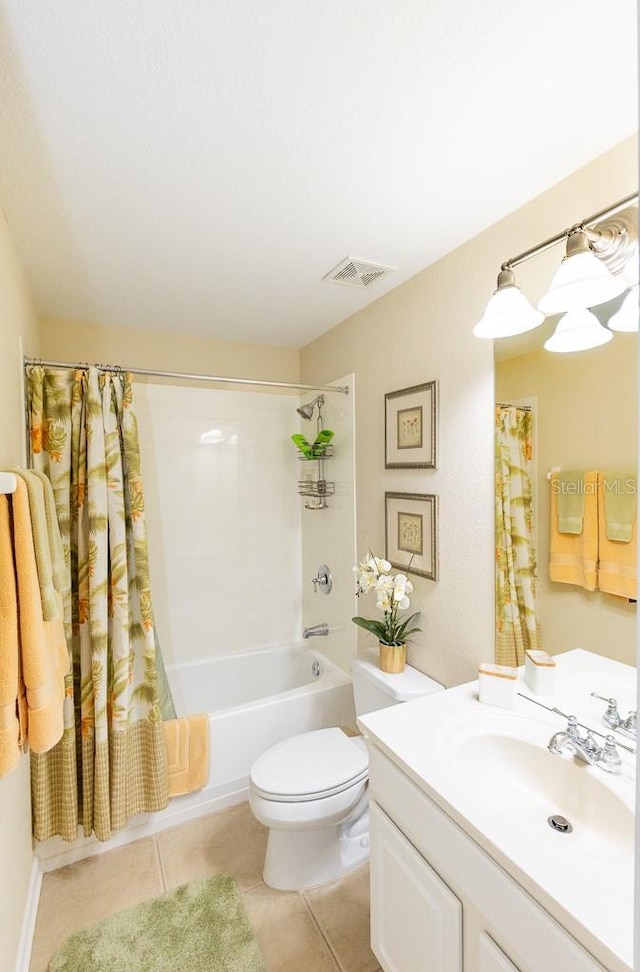 1288 Grady Ln, Davenport, FL 33896 - full bathroom with vanity, shower / bath combination with curtain, and tile patterned floors