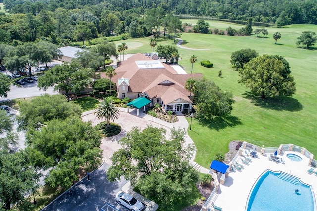 aerial view featuring golf course view