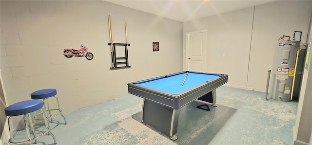 817 Ocean Course Ave Unit 502, Davenport, FL 33896 - playroom with water heater, billiards, concrete floors, and concrete block wall