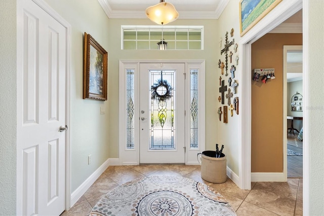 1182 Allaire Loop, The Villages, FL 32163 - foyer entrance with tile patterned floors, crown molding, and baseboards