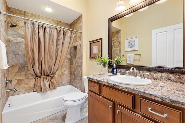 1182 Allaire Loop, The Villages, FL 32163 - full bathroom with shower / bath combo, vanity, toilet, and tile patterned flooring
