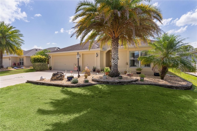 3433 Nestlebranch Ave, The Villages, FL 32163 - ranch-style house featuring a garage, stucco siding, concrete driveway, and a front yard
