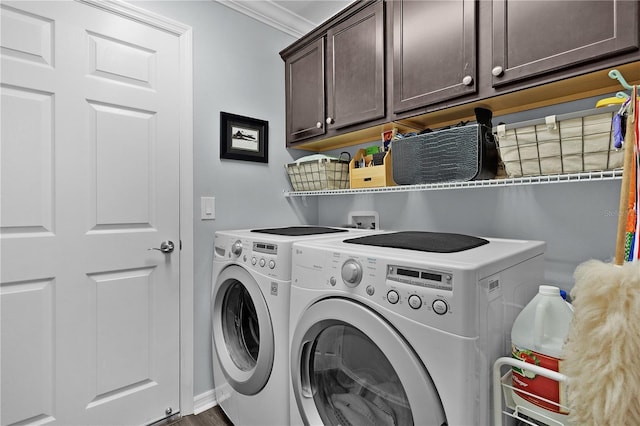 3433 Nestlebranch Ave, The Villages, FL 32163 - laundry area with cabinet space, independent washer and dryer, and ornamental molding