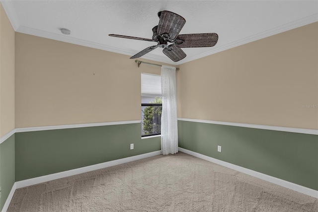 8167 Bridgeport Bay Cir, Mount Dora, FL 32757 - empty room with ornamental molding, carpet, baseboards, a smoke detector, and ceiling fan