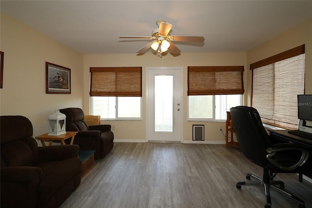 1482 Azteca Loop, The Villages, FL 32162 - office space with ceiling fan, baseboards, and wood finished floors